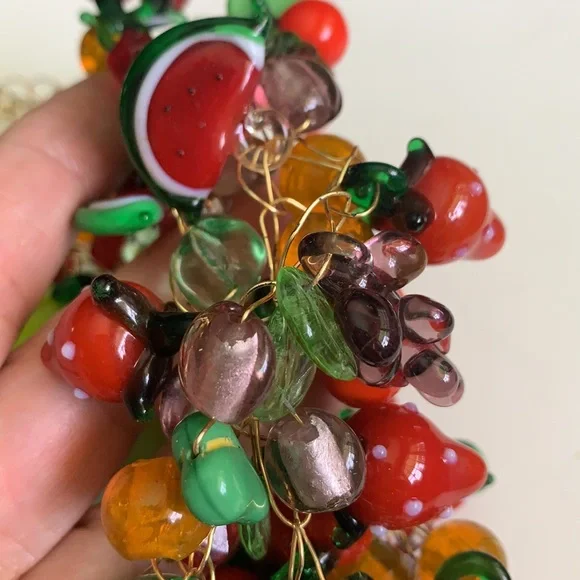 Sold 💐Fruity Murano glass statement Necklace - Picture 9 of 12